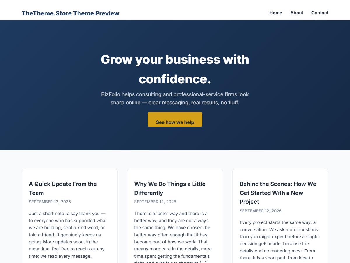 BizFolio WordPress theme preview