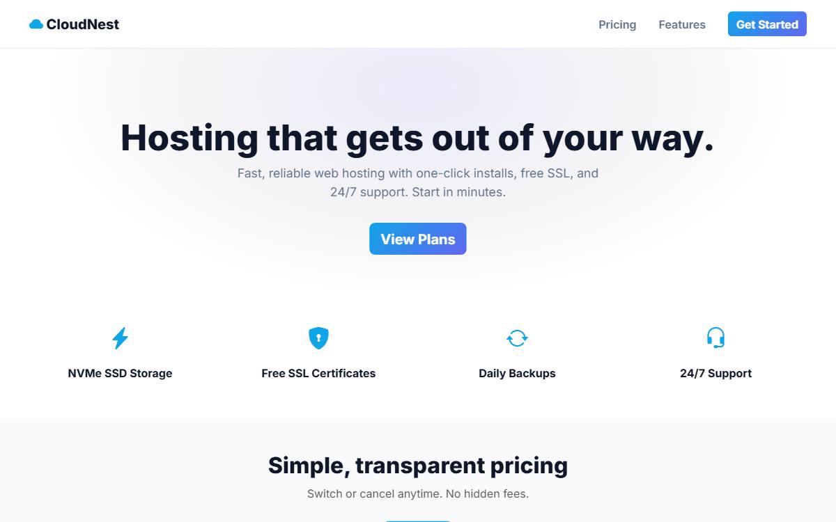 CloudNest Hosting template preview