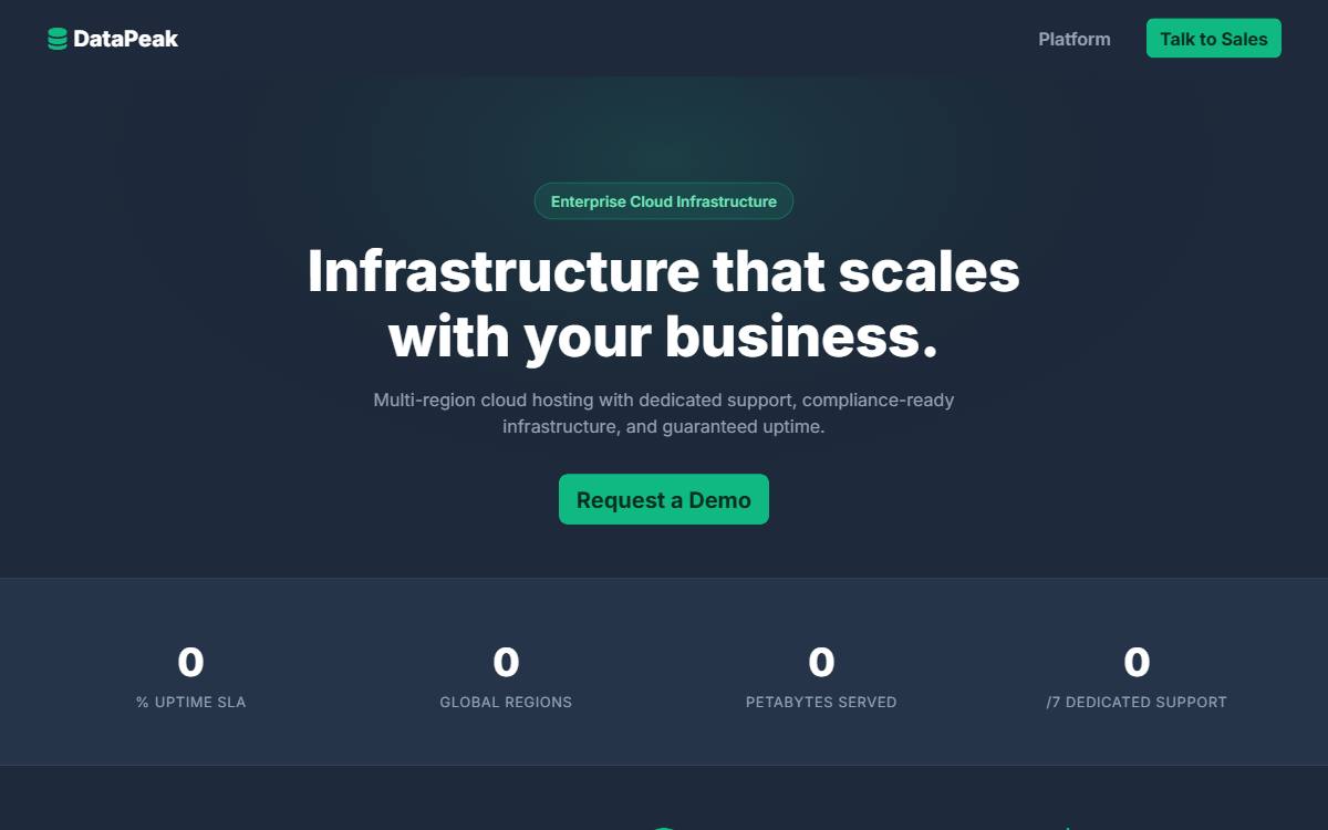 DataPeak Hosting template preview