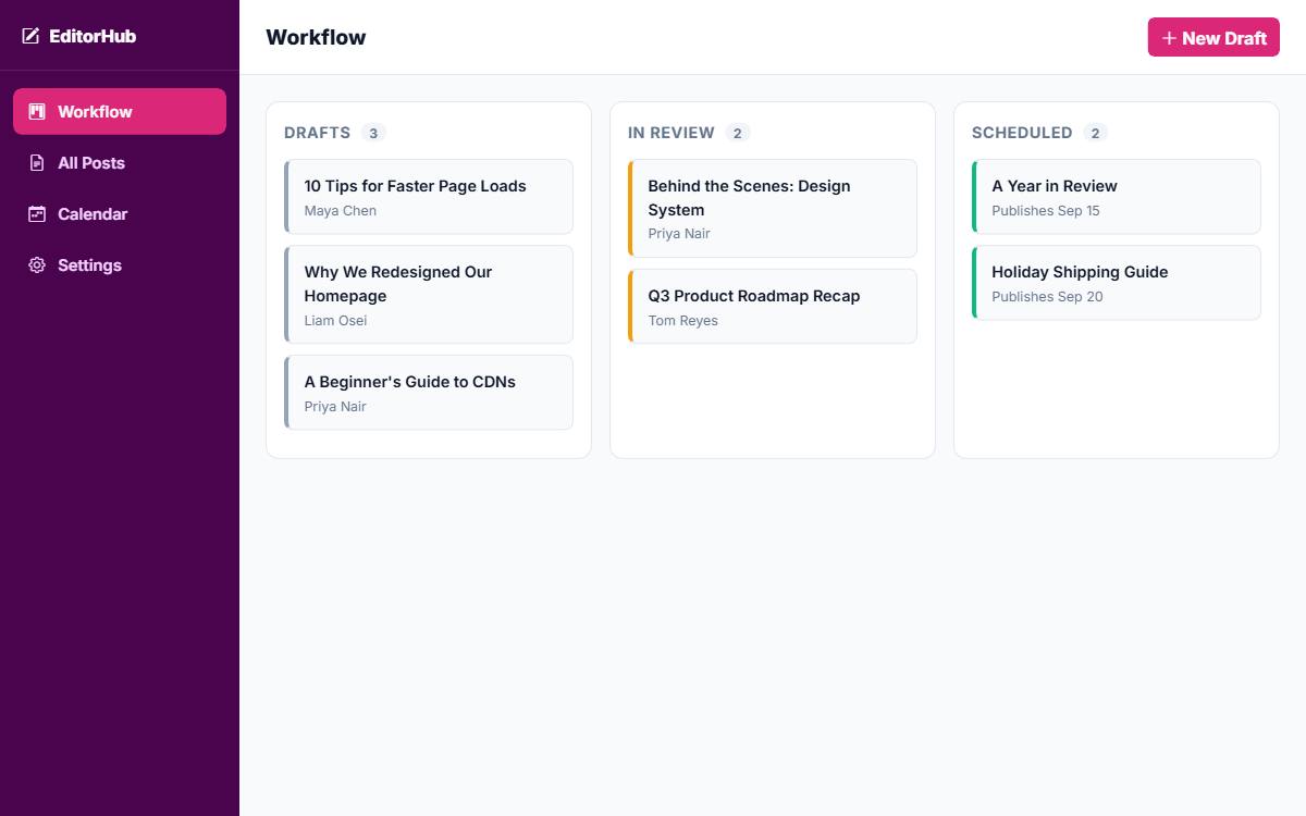EditorHub template preview