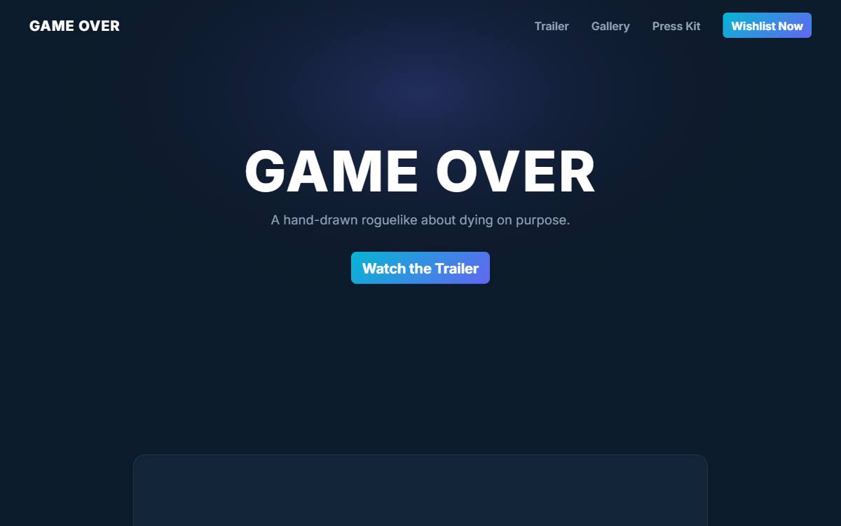 Game Over template preview