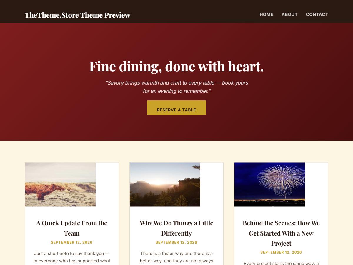 Savory WordPress theme preview
