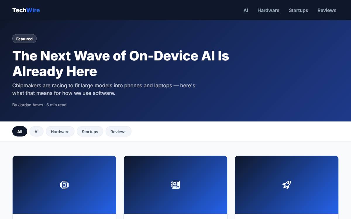 TechWire template preview